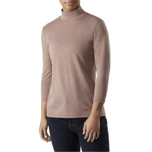 Arc'teryx Lumin Mock Neck Top Jute Heather Light Brown Size Large NWOT - Picture 11 of 11